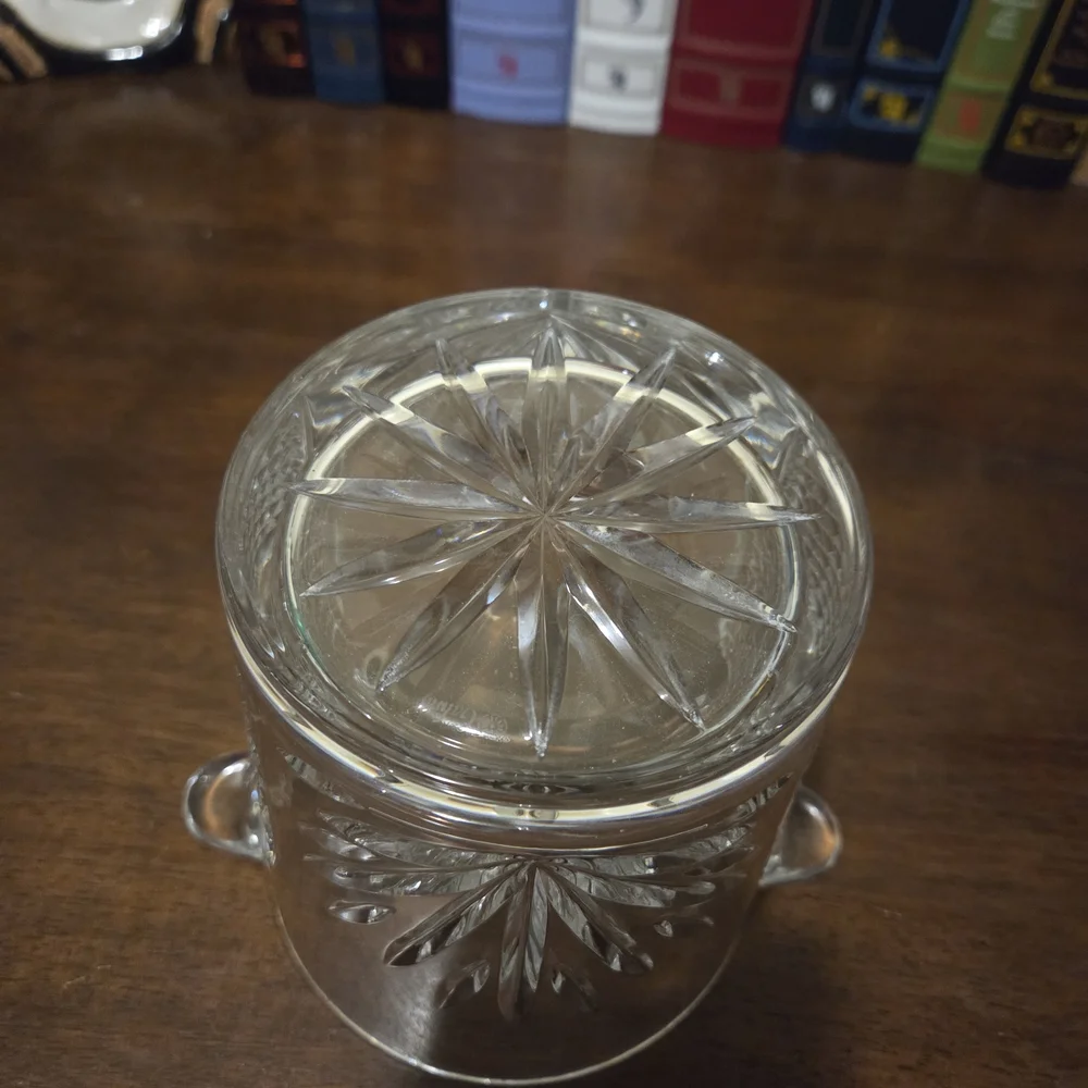 Elegant Clear Glass Ice Bucket with Handles